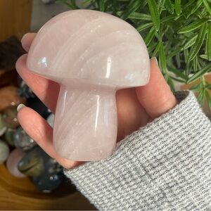 Pink Crystal Mushroom Decor. Large self standing, rose quartz